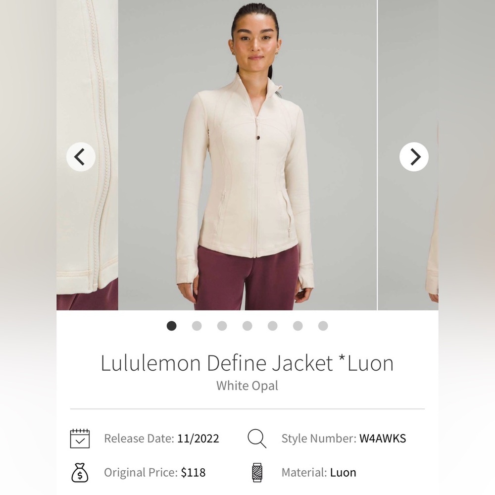Lululemon Define Jacket *Luon* in White Opal